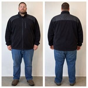 Y2K Eddie Bauer Heavy Weight Fleece Jacket Men’s XXL Tall Nylon Yoke Panel